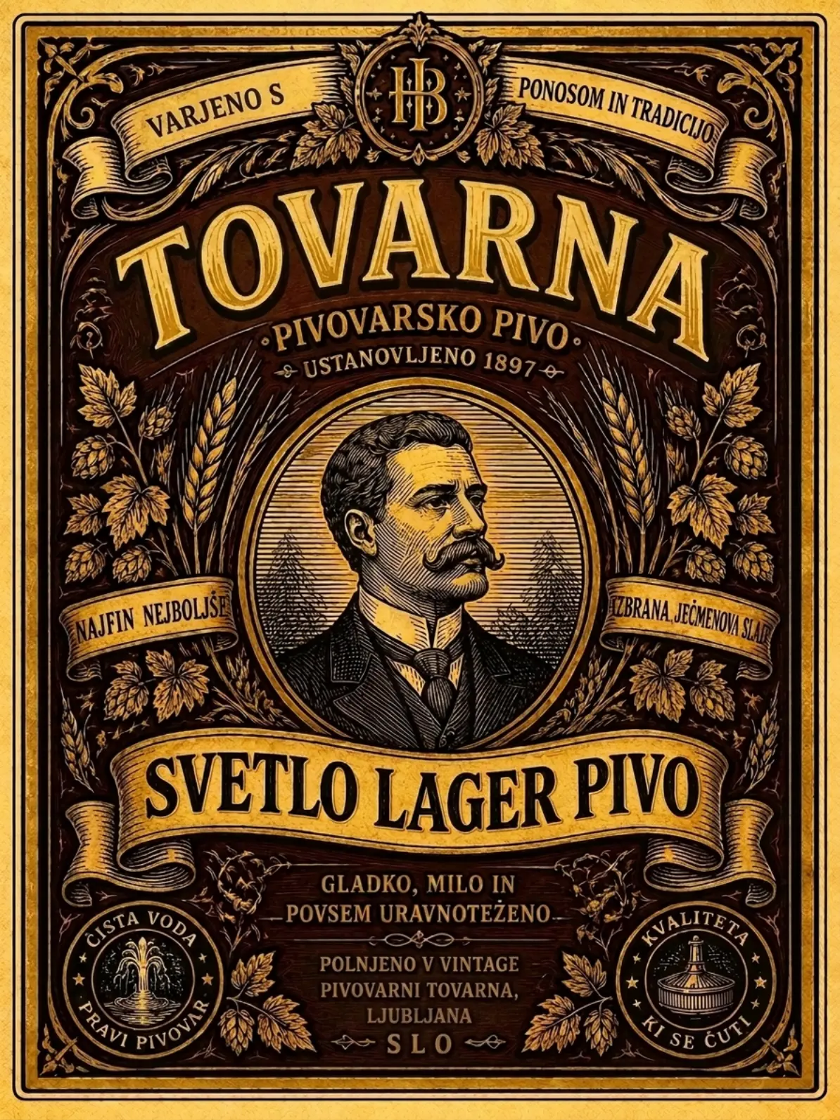 Primer nalepke v slogu Stara dobra klasika